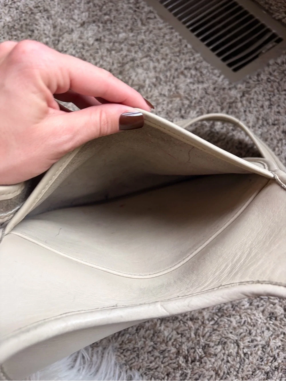 Coach Cream Leather Crescent Saddle Bag